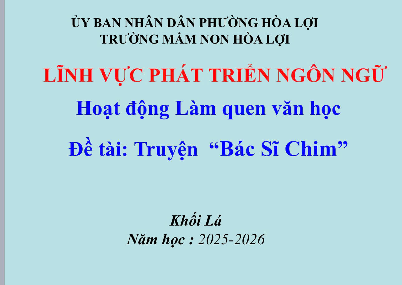 Giáo án điện tử Làm quen văn học Khối Lá
