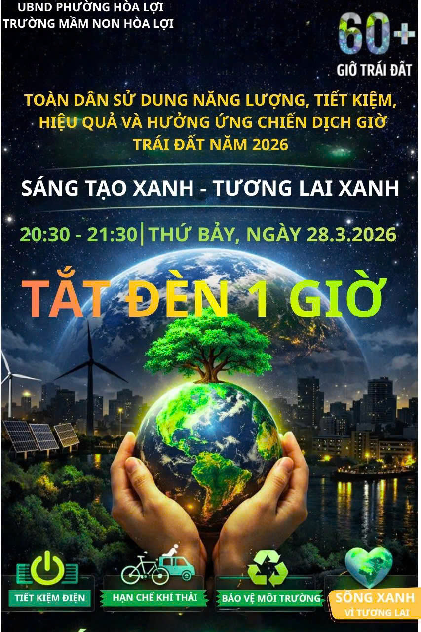 🌍 HƯỞNG ỨNG GIỜ TRÁI ĐẤT 2026 – CHUNG TAY VÌ MÔI TRƯỜNG XANH 💚