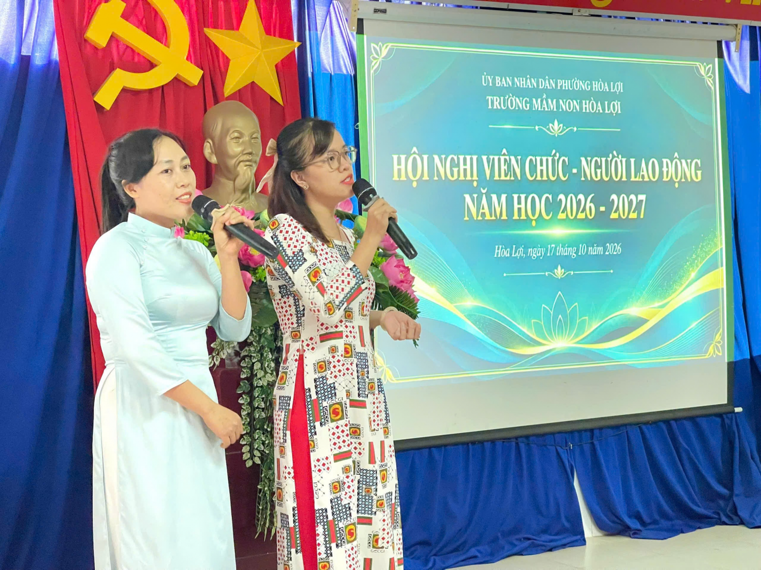 TRƯỜNG MN HOÀ LÔI TỔ CHỨC HỘI NGHỊ VIÊN CHỨC - NGƯỜI LAO ĐỘNG NĂM HỌC 2026 - 2027, KẾT HỢP HỌP MẶT KỶ NIỆM NGÀY PHỤ NỮ VIỆT NAM 20/10