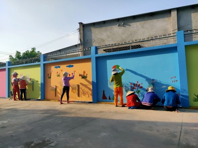 TRƯỜNG MẦM NON HÒA LỢI CẢI TẠO MÔI TRƯỜNG TRẺ HOẠT ĐỘNG  SAU THỜI NGHỈ HỌC PHÒNG DỊCH BỆNH COVID – 19