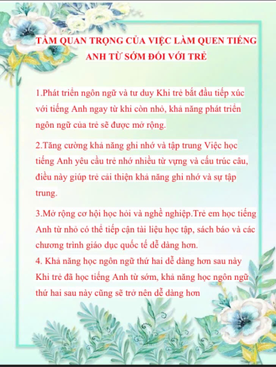 Tầm quan trọng của việc làm tiếng anh từ sớm đối với trẻ