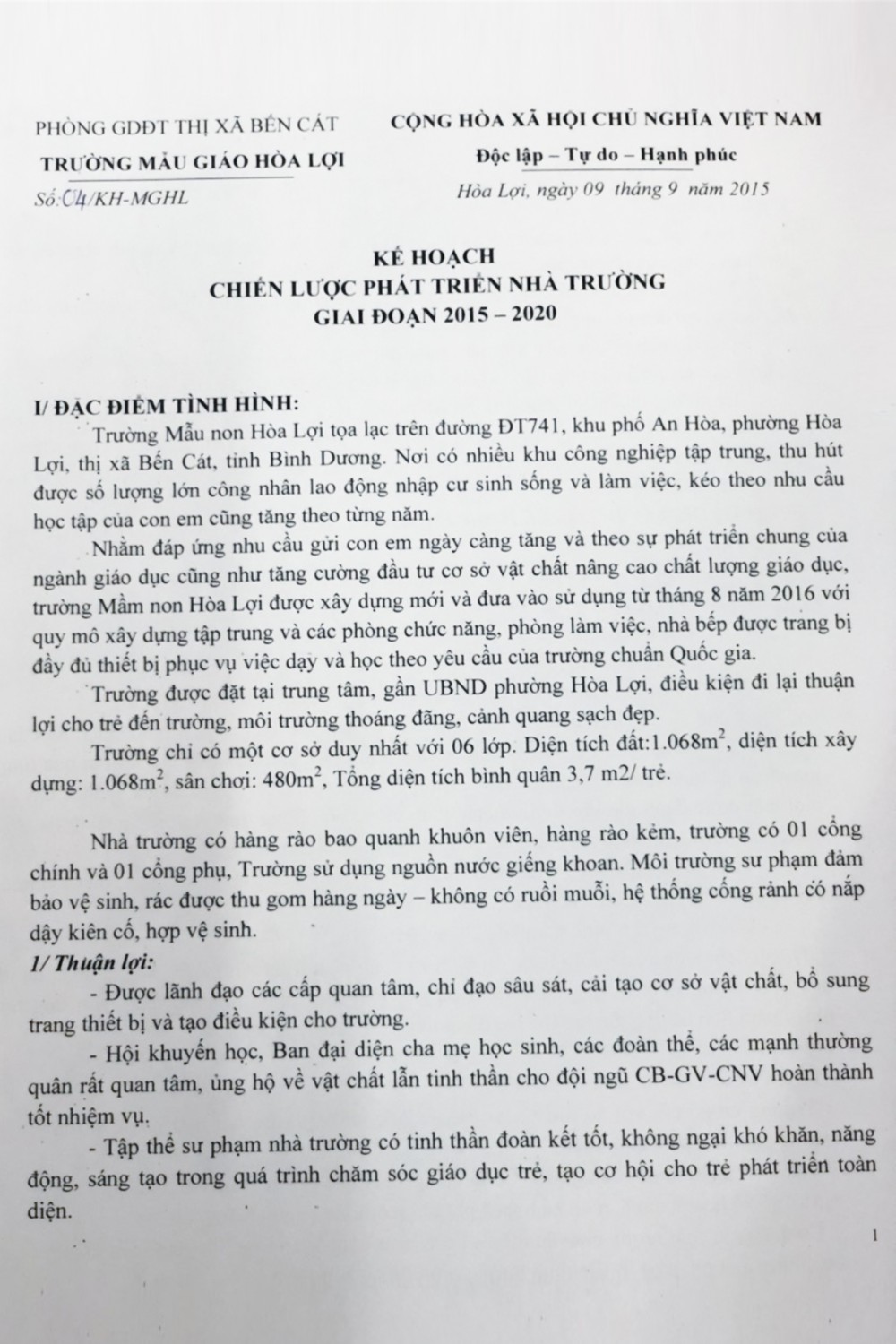 CHIẾN LƯỢC PHÁT TRIỂN NHÀ TRƯỜNG GIAI ĐOẠN 2015-2020