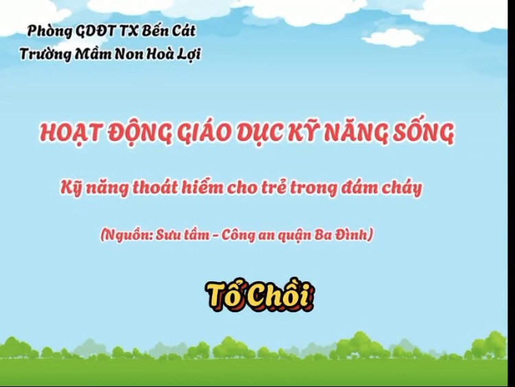 Giáo dục trẻ kỹ năng thoát hiểm khỏi đám cháy. Tổ Chồi. Tháng 01/2024