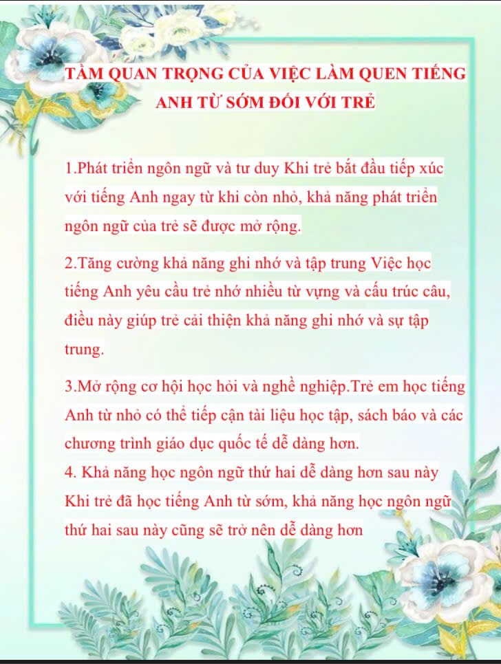 Tầm quan trọng của việc làm tiếng anh từ sớm đối với trẻ