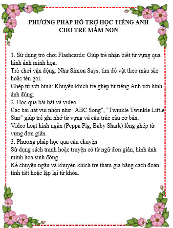 Phương pháp hỗ trợ  học tiếng Anh cho trẻ mầm non